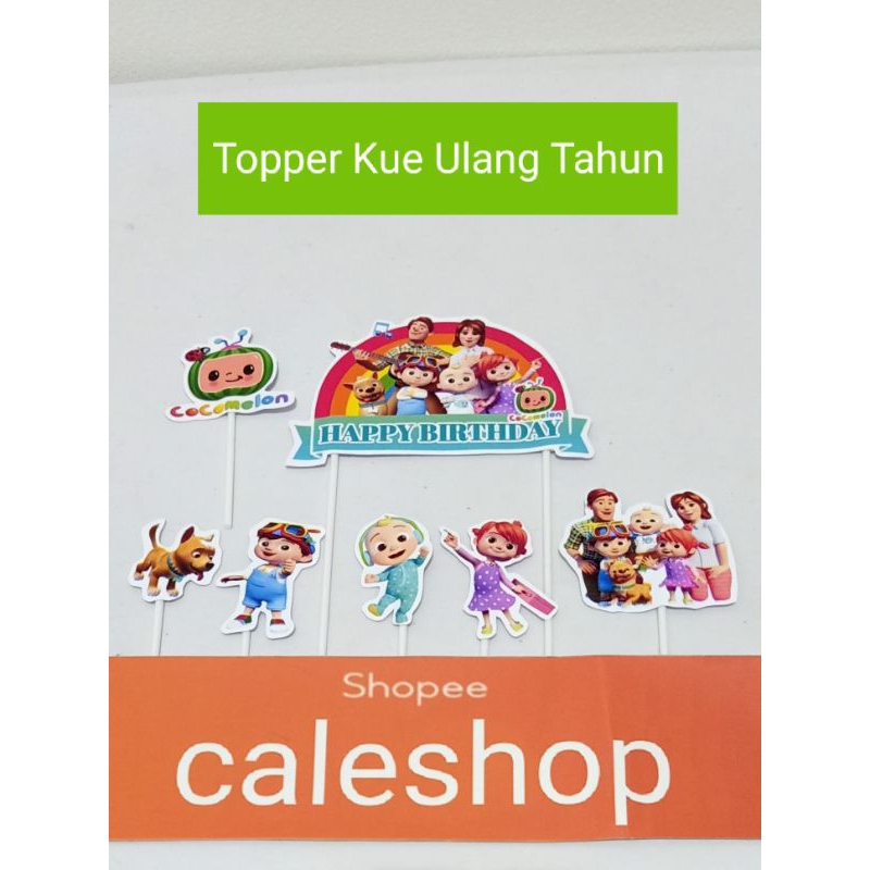 Caleshop Topper Kertas / Toper Kue Ulang Tahun Anak Karakter / Hiasan Kue Cocomelon Little Angel Coc