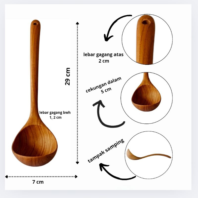 Irus Kayu Jati/ Centong Sayur Kayu Jati | Aman, Estetik, dan Tahan Panas