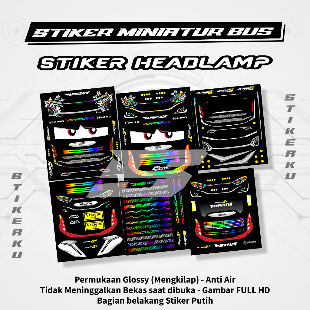 

Stiker Headlamp Miniatur Bus Jetbus 3 & 5 Vinily Stationery Paper