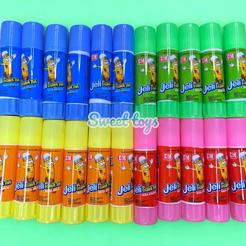 

Jelly bentuk lipstik rasa buah buah (isi30pcs)