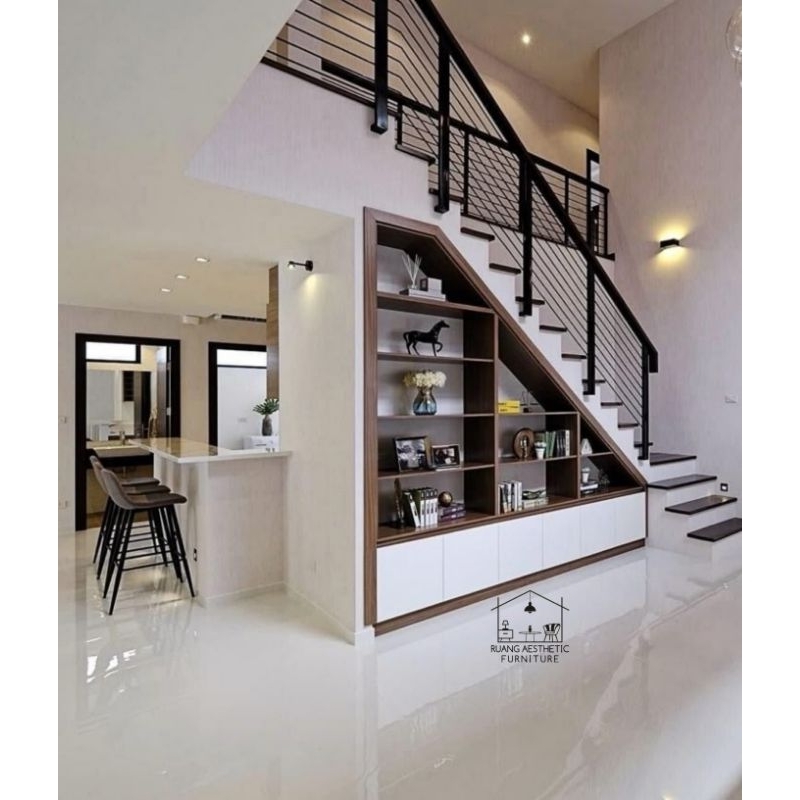 Lemari bawah tangga minimalis / Lemari pajangan bawah tangga  / Lemari bawah tangga aesthetic