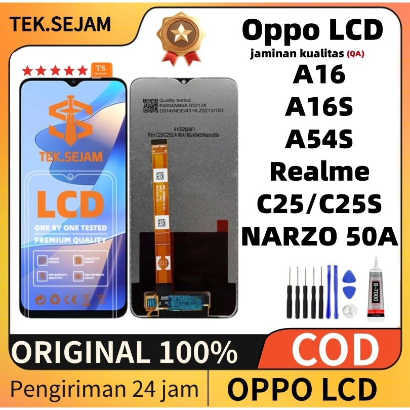 ORIGINAL LCD OPPO A16/A16S/A54S REALME C25/C25S Layar Touchscreen Icd oppo A16 original 100% full se
