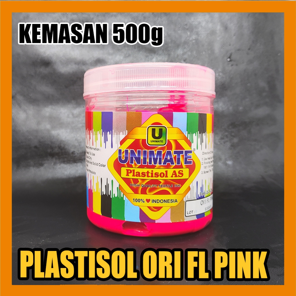 

Tinta Sablon Plastisol AS Unitmate warna Ori Flo Pink 500g