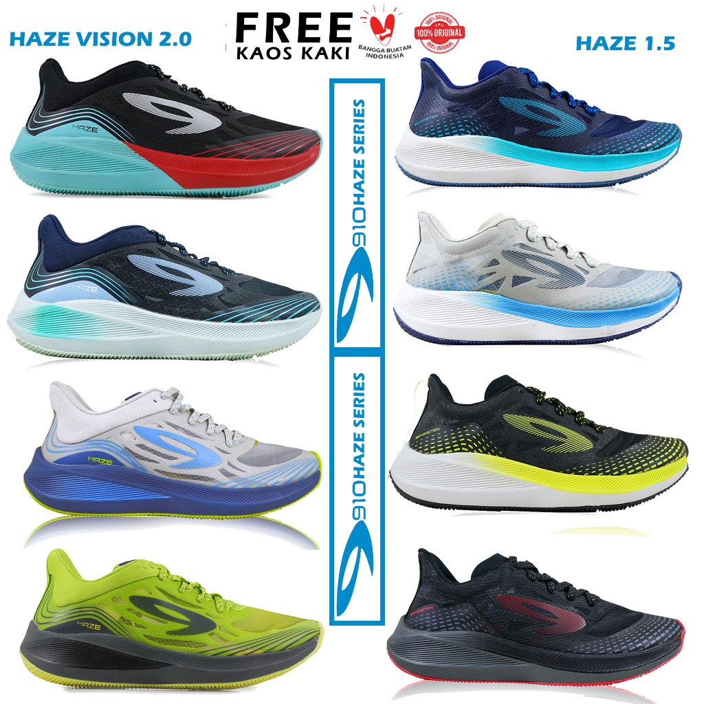 Sepatu Lari 910 Nineten Haze Haze 1.5 Haze Vision 1 Haze Tempo Sepatu Running Lari Maraton Merk 910 