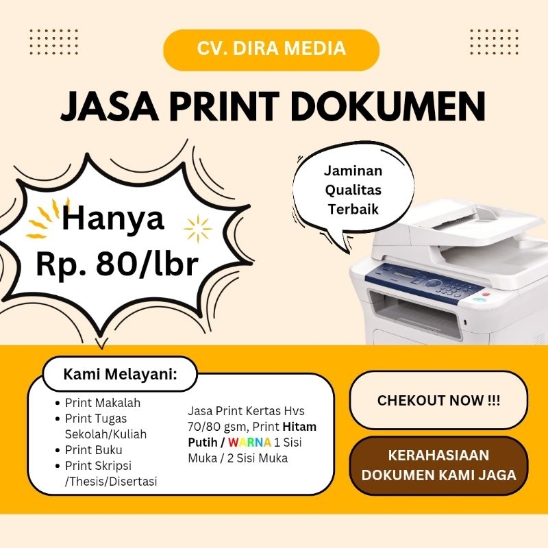 

JASA PRINT HVS A4, PRINT WARNA / HITAM PUTIH, PRINT 1 SISI MUKA/2SISI MUKA