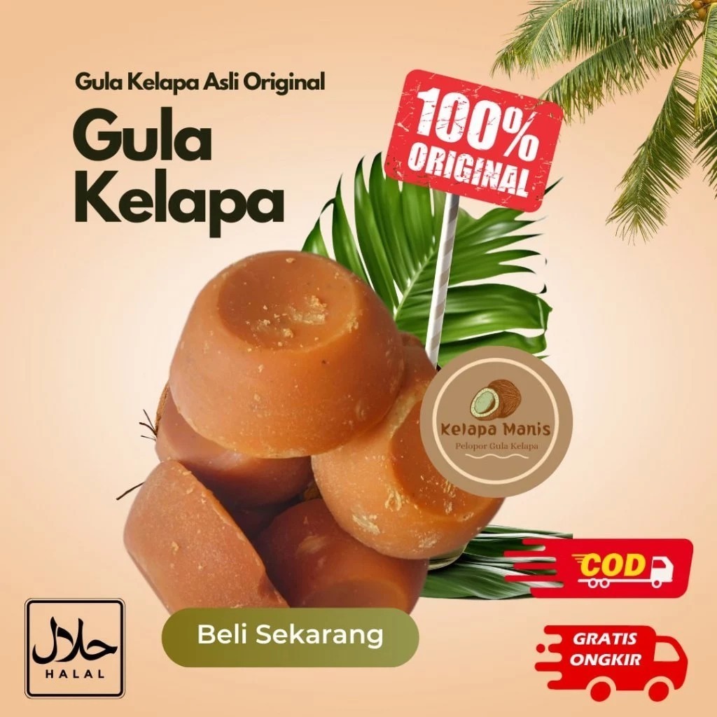 

HG Gula Kelapa Asli - Gula Asli Merah 100% Orinal - Gula Jawa Isi 1 Kg - Gula Nira Kelapa