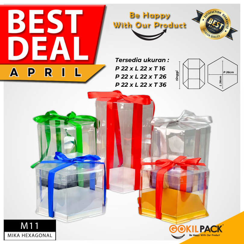 

Box Mika Hexagonal - Cake Box - Box Segi Enam Kue Mika Transparan Dus Hadiah Hantaran -Tutup Mika Uk 22x22 - M11