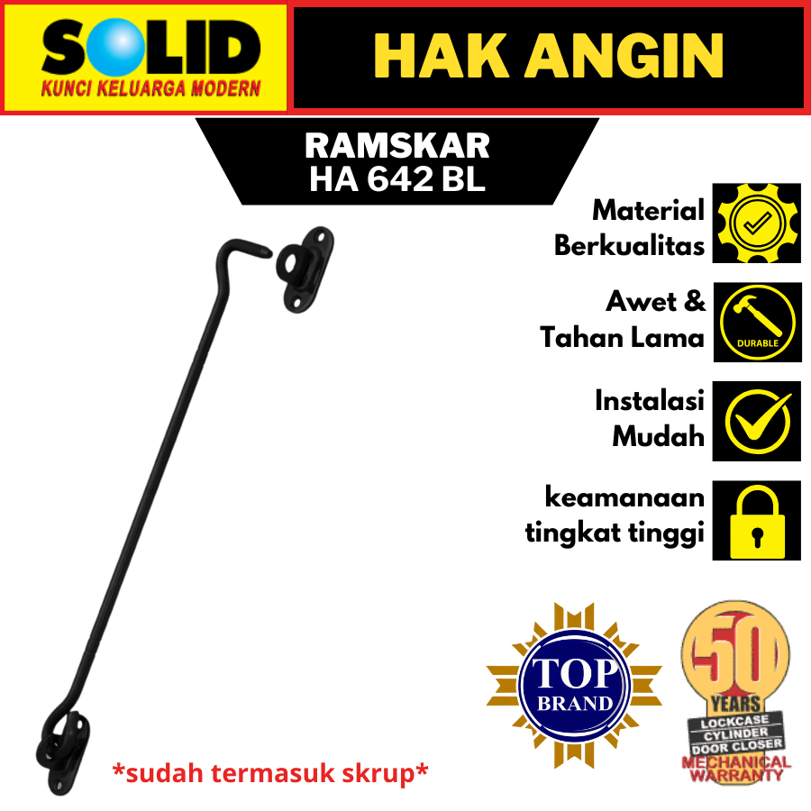 SOLID HAK ANGIN HITAM 642 SOLID RAMSKAR PENAHAN JENDELA RUMAH SOLID BLACK