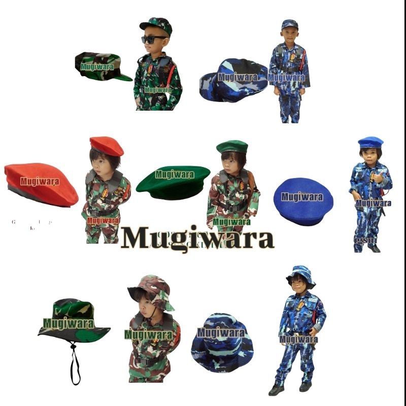 Mugiwara  Topi Loreng Tni AD & Tni AU - Rimba, Komando, Baret Hijau, Baret Merah, Baret Biru - Profe