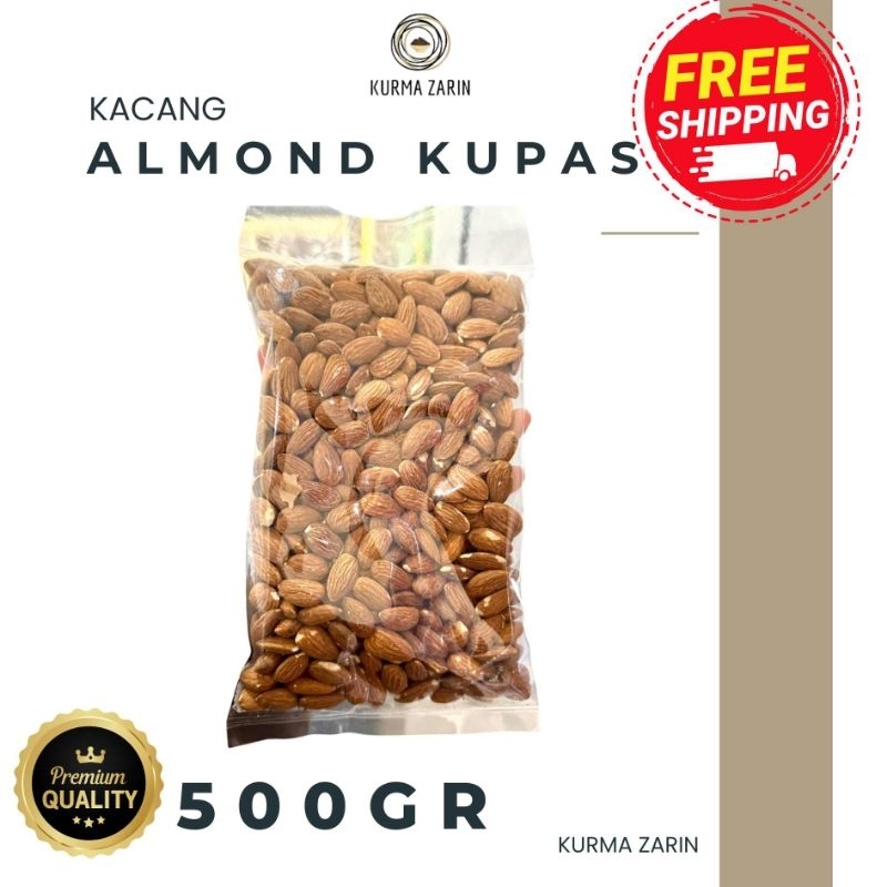 

Kacang Almond Kupas Premium 1kg Repack Sameday Instan