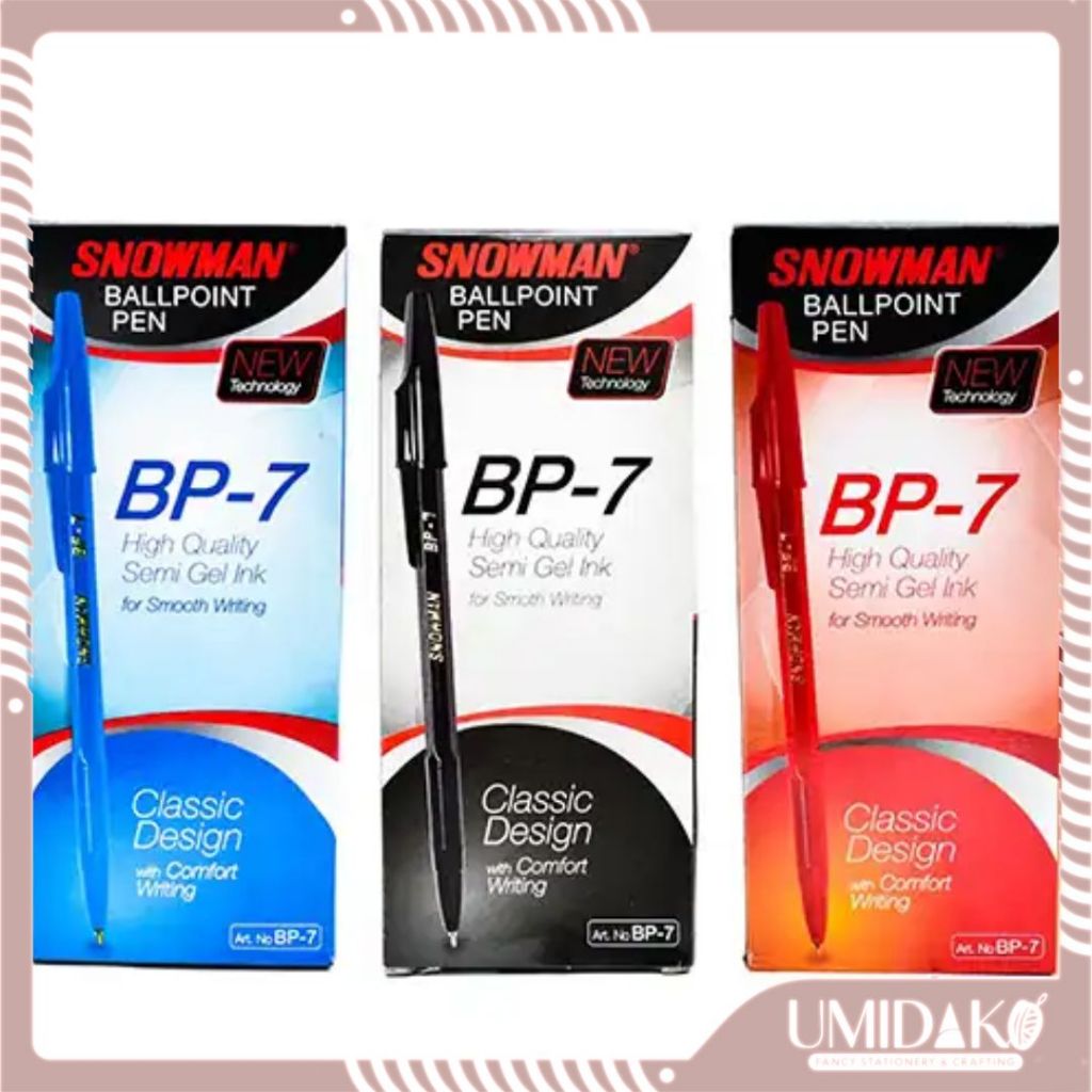 

[UMIDAKO] BOLPOIN SNOWMAN BP-7 HITAM BIRU MERAH PCS