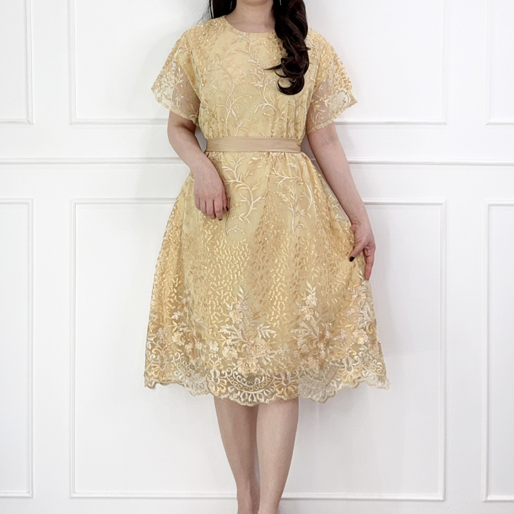 SV 6541 - Kavira Dress | Silvervogue | Gaun Tile Lace Midi Pakaian Wanita