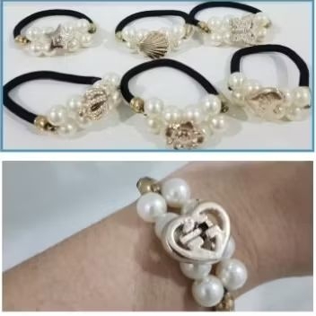 [Ecer] Ikat Rambut Korea Mote  Putih/ Kunciran Rambut Korea Mote Putih [ Beli lebih dari 2 pcs lebih