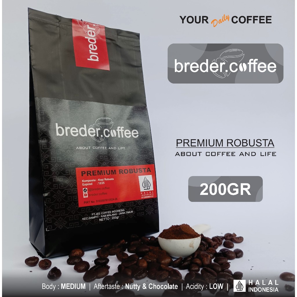 

BREDER COFFEE | PREMIUM ROBUSTA 200GR | KOPI BUBUK | KOPI ROBUSTA