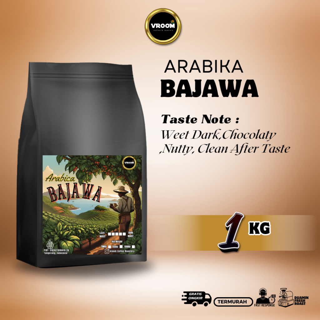 

Coffee Arabica Bajawa Ngada Flores Roasted Bean Arabika Kopi Biji Matang Bubuk 1Kg