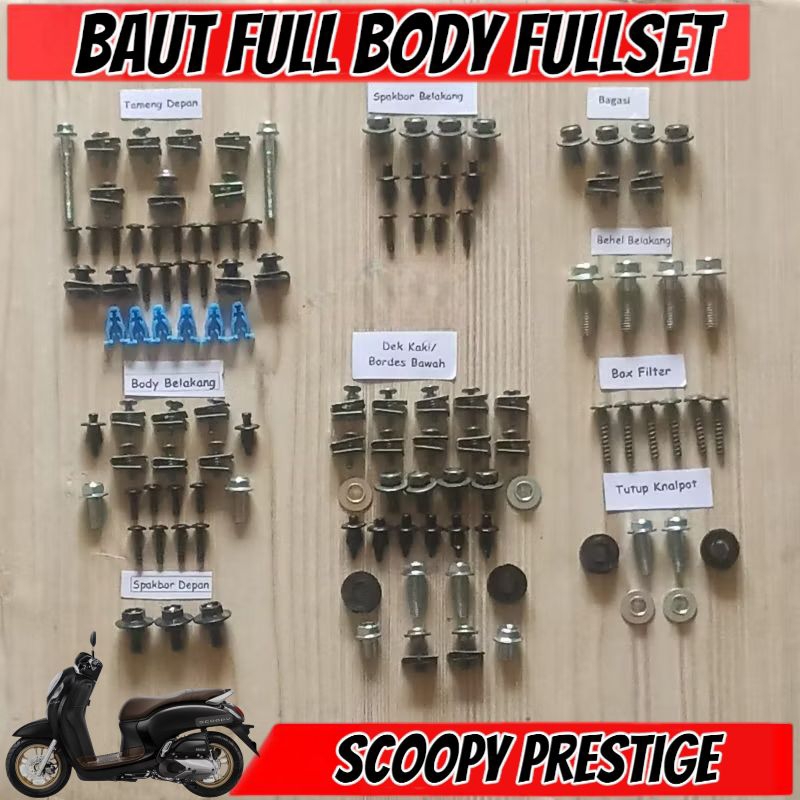 Baut Full Set Cover Body Honda New Scoopy Prestige Stylish / Baut Full Body Scoopy prestige