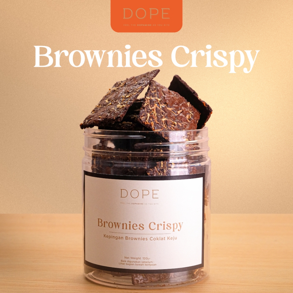 

DOPE Browniese Crispy Premium Chocolate / Kue Kering Browniese Coklat Premium Camilan Kue Kering Browniese Kering Cokelat Premium