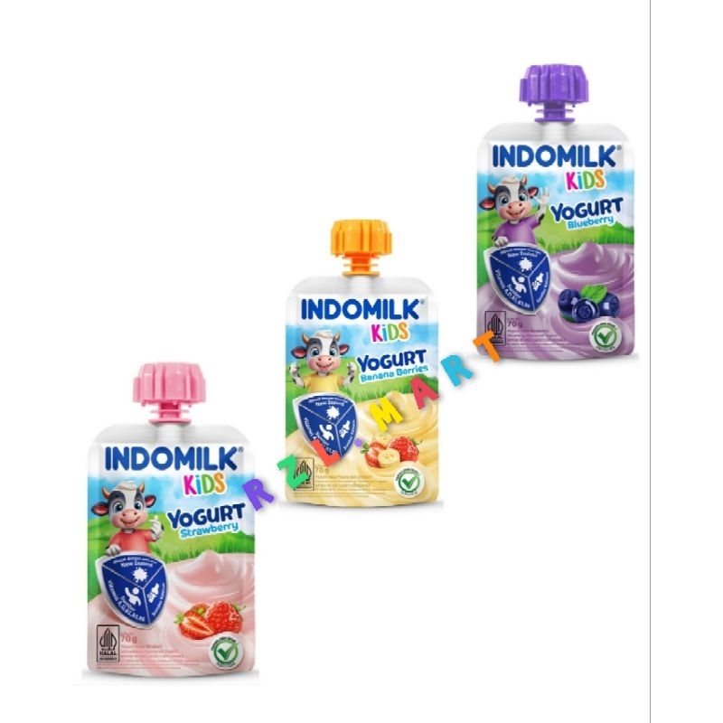 

indomilk kids yogurt blueberry / banana berries / strawberry 70g