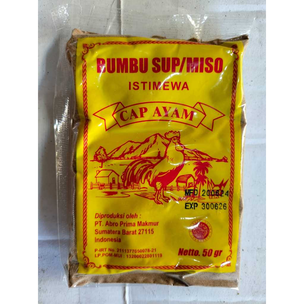 

1 Pack (20 Pcs x 50 gr) - Bumbu SOP / MISO ISTIMEWA 50 Gr Cap Ayam