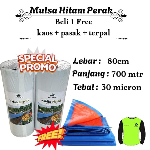 Plastik Mulsa Hitam Perak 40/80cm panjang 700M FREE pasak + terpal + kaos