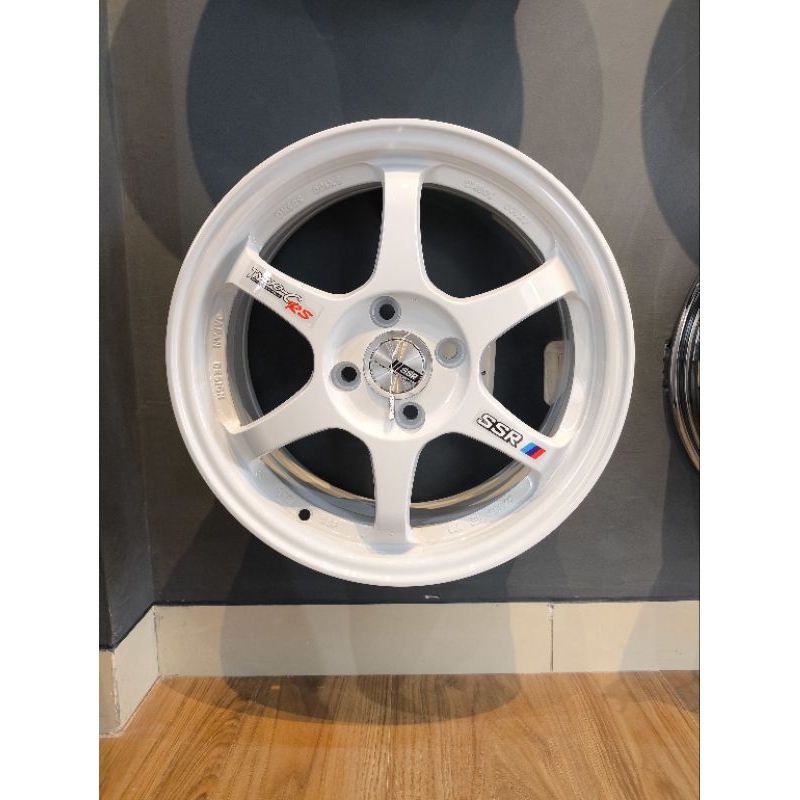 Velg mobil model palang ssr ring 15x7 lobang 4x100 warna putih