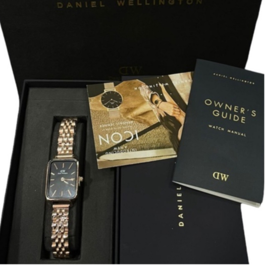 WTT Jam Tangan Wanita DW + Box Mini Rantai Segi Quadro Pressed Melrose Series Jamtangan Elegan