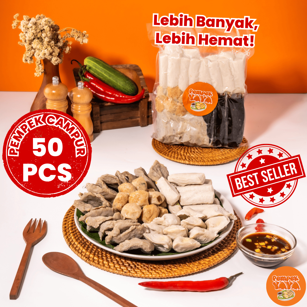 

Pempek Yaya - Pempek Campur / Mix Isi 50 Pcs + Cuko Sachet 5 Pcs - Pempek Khas Palembang Asli Ikan Kemasan Frozen / Vakum