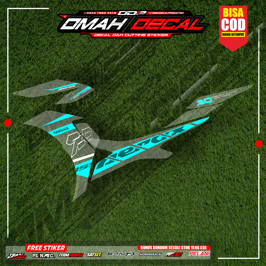 STIKER STRIPING TRANSPARAN AEROX NEW 155 FACELIFT LIS STICKER UV BAHAN MAX DECAL PREMIUM WARNA BIRRU