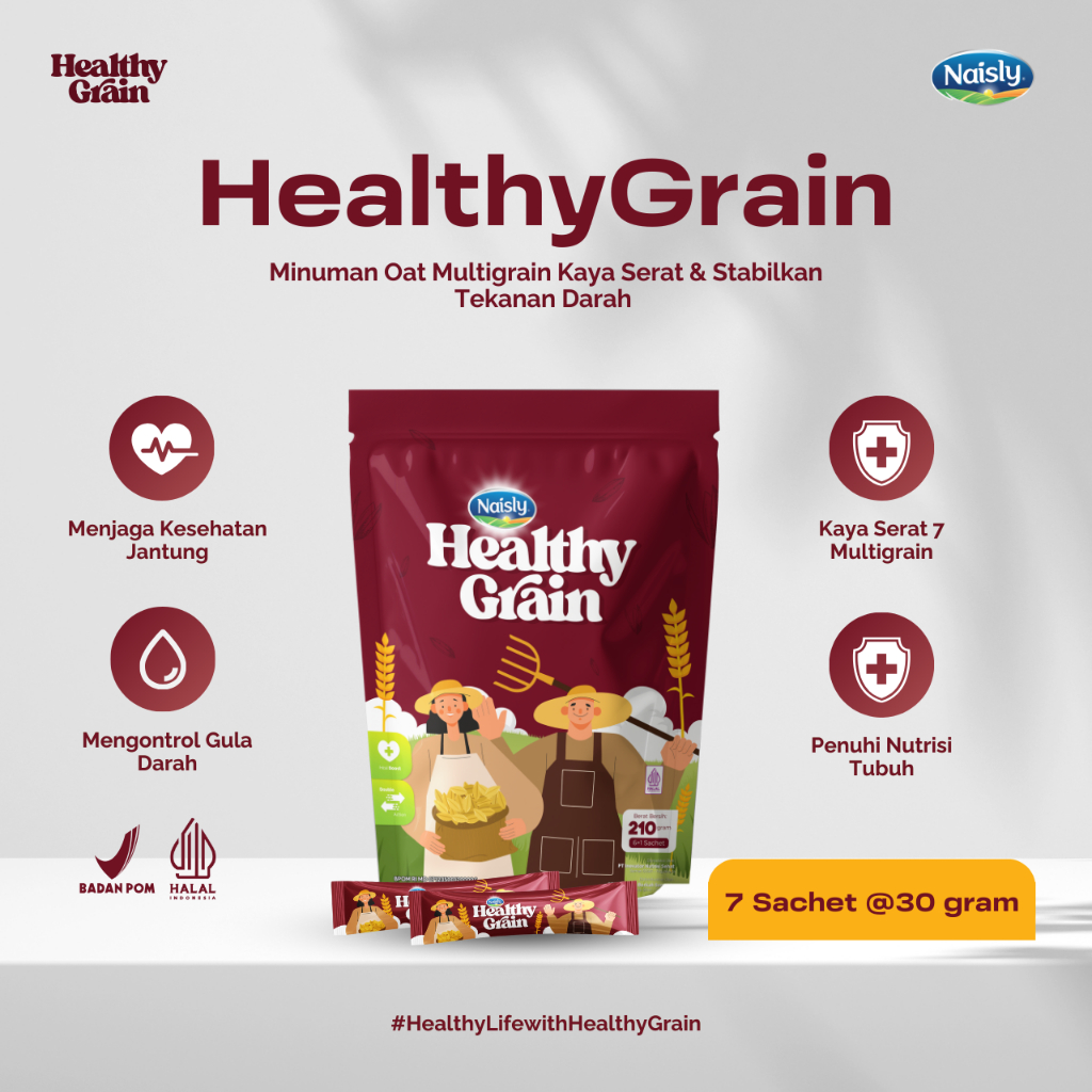 

Healthy Grain Minuman Oat Multigrain Kaya Serat & Stabilkan Tekanan Darah 1 Pouch
