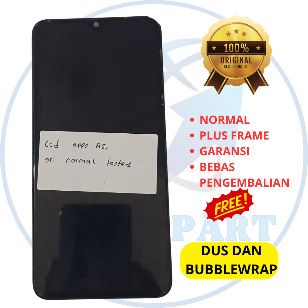 lcd hp oppo a5s ori copotan - lcd fullset plus frame - original cabutan bawaan