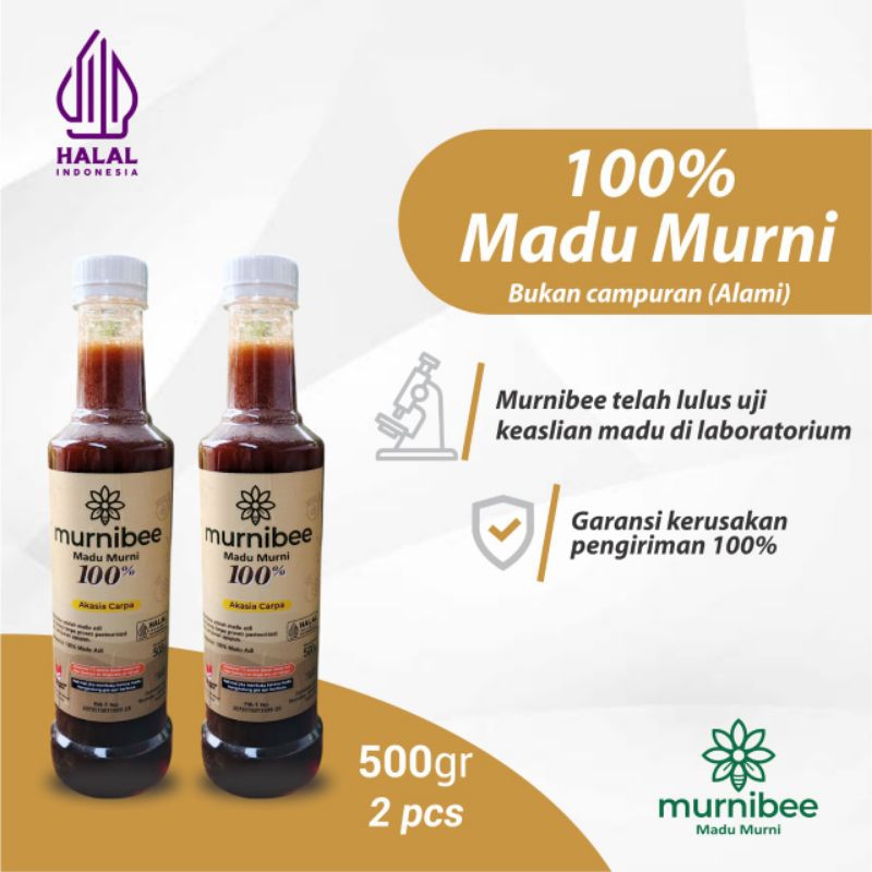 

MURNIBEE 2PCS Madu Akasia Carpa Asli Murni 100% Tanpa Campuran Apapun dari Hutan Akasia Sudah Lulus Uji Lab Halal dan Bergaransi