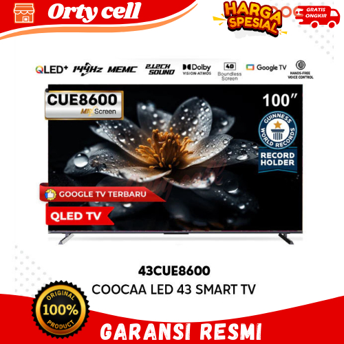 TV COOCAA LED 43 43CUE8600 CUE8600 Eco-QLED 4K Google TV GARANSI RESMI