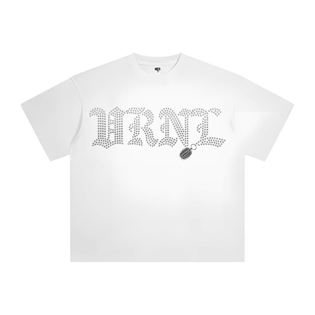 VORNEILA - Boxy Rhinestones White T-Shirt
