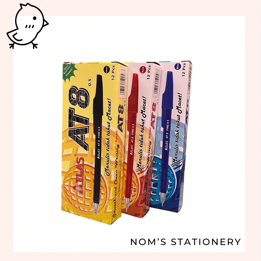 

Pulpen ATLAS AT8 Hitam Biru Merah (Isi 12 Pcs)