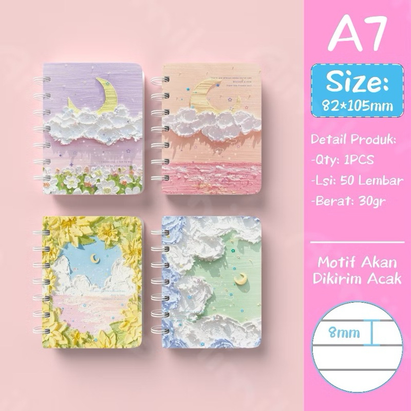 

Scrapbook Mini 50 Lember Notebook A7 Buku Kecil Catatan Notes Kecil