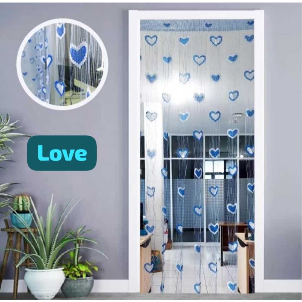 TERMURAHHH.... Tirai Benang Gorden Motif Love/Bunga/Kupu Kupu Kecil Termurah/ Tirai Pintu Jendela