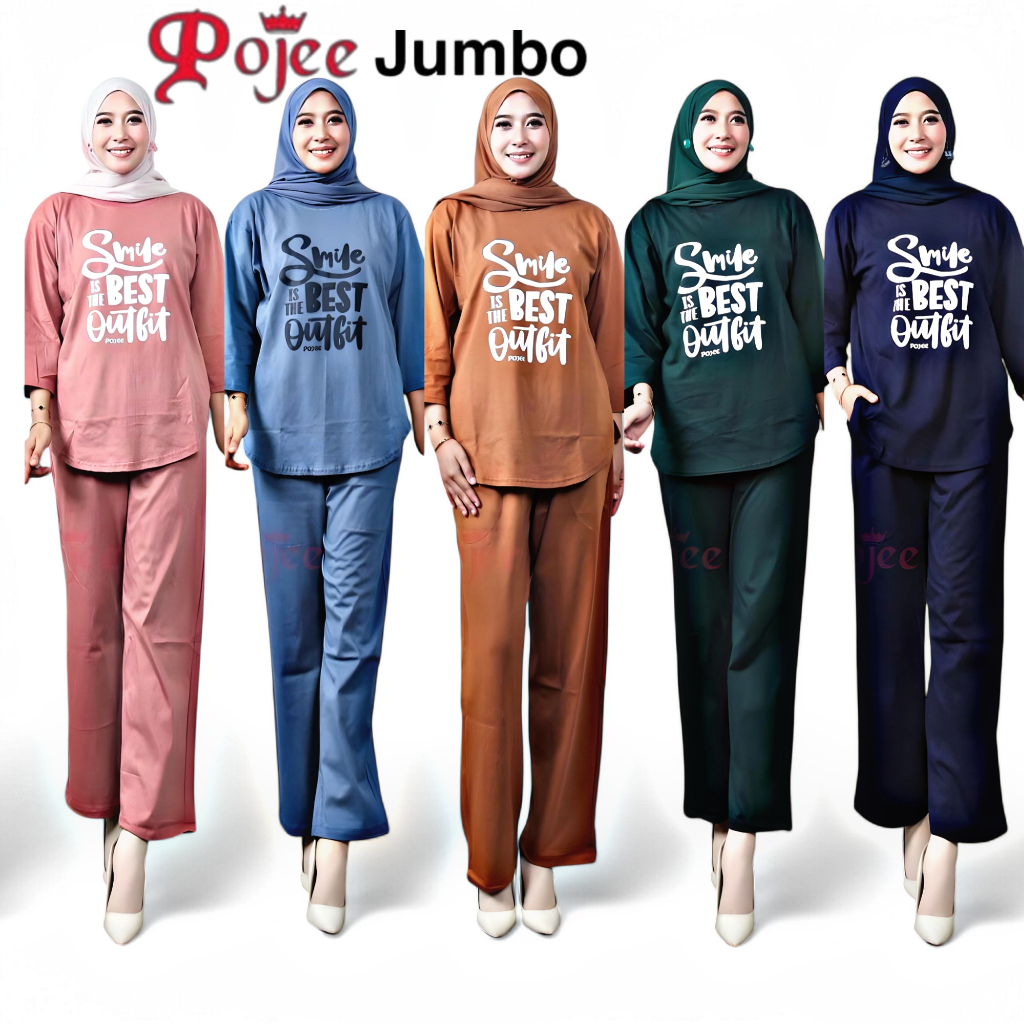 One Set Motif Oversize POJEE ORIGINAL Jumbo | Setelan Kaos Celana Cotton Combed 20s Premium