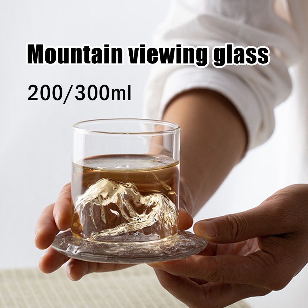 Rock glass 300ml Gelas Minum Motif Gunung Gelas Whiskey Gelas Gunung Fuji