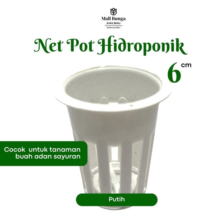 Netpot Hidroponik 6 cm Warna Putih Lubang Samping