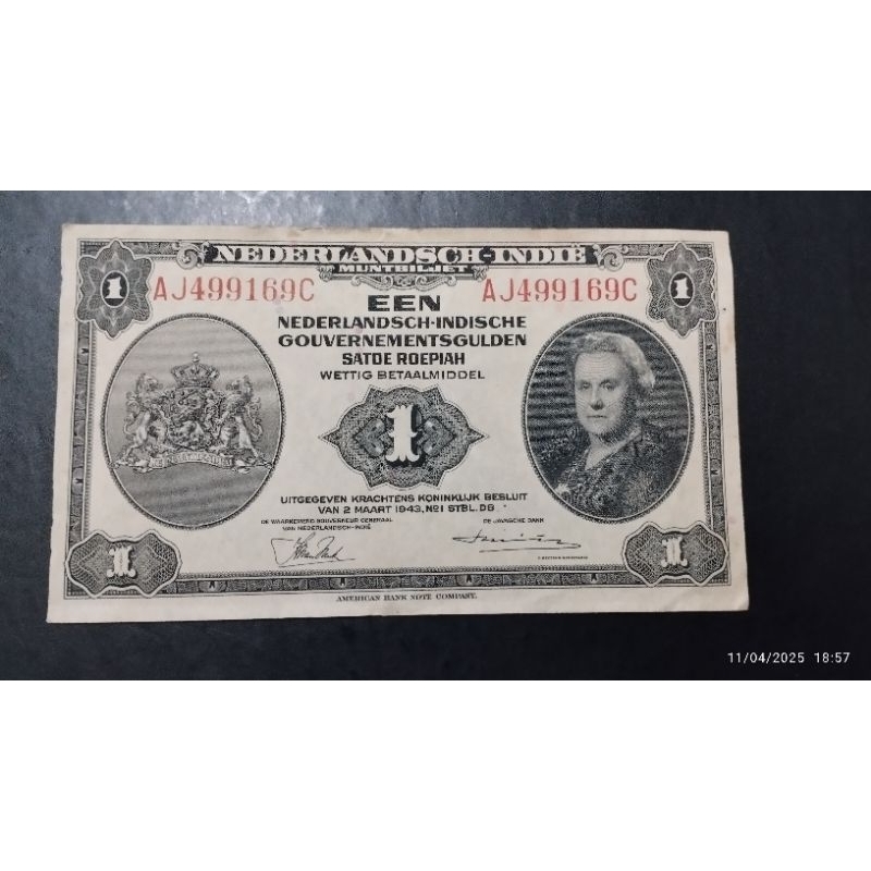 UANG KUNO 1 RUPIAH NICA TAHUN 1943