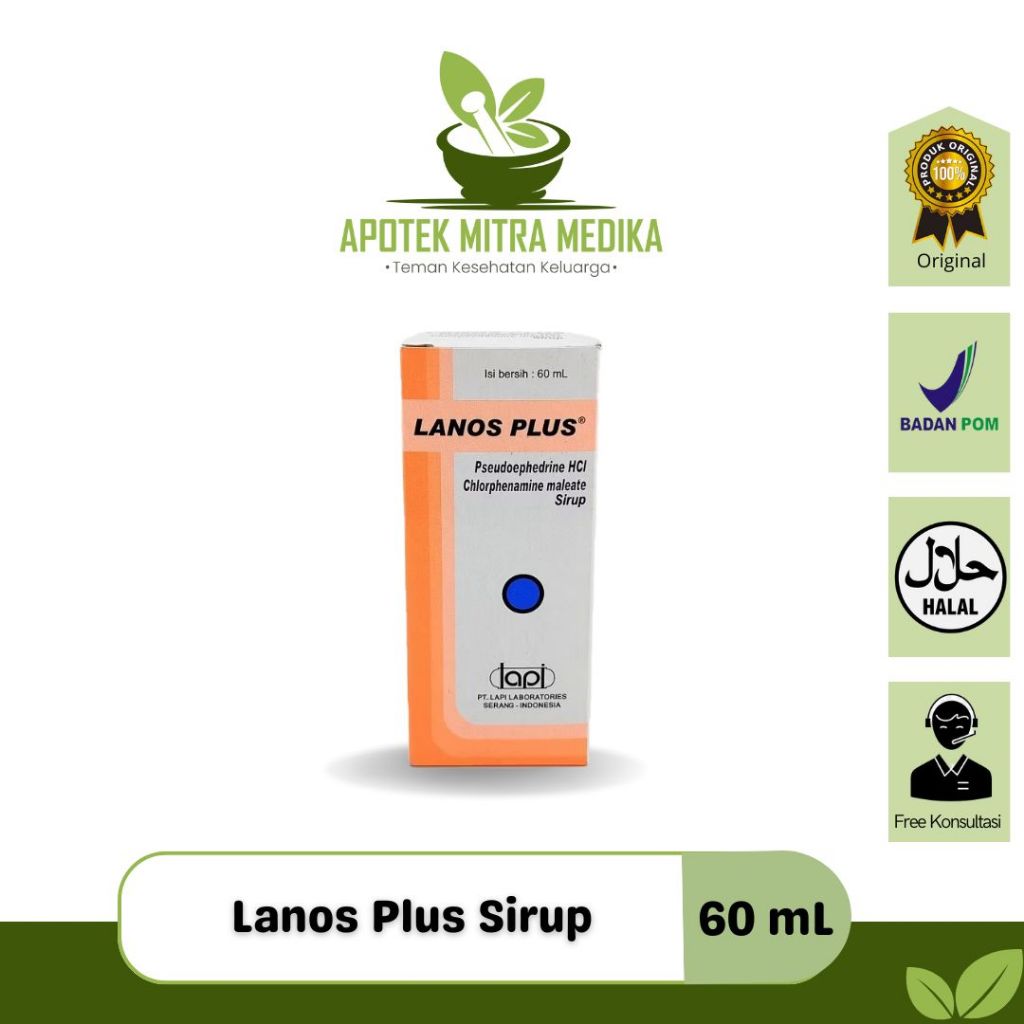 Lanos Plus 60 ml Sirup /Obat Pilek/Flu Anak
