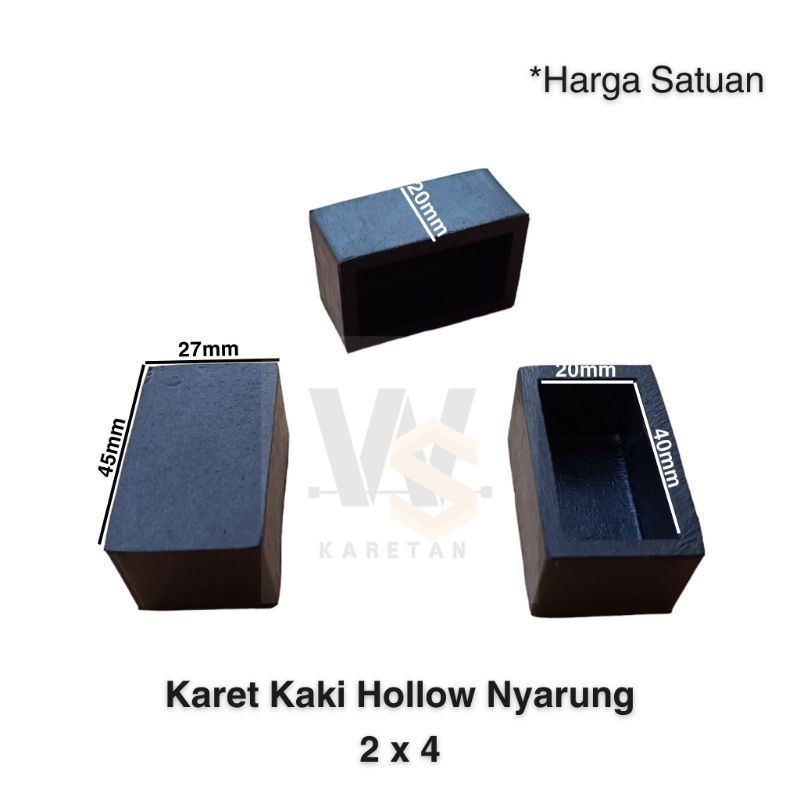 Karet Hollow 2x4 Nyarung Karet Tutup Kaki Meja Kursi Rak Besi Hollow