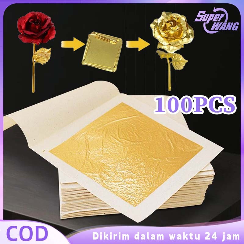 

100pcs Gold Foil Paper Kertas Foil Emas Kertas Foil Gold Lembaran Emas Kertas Plasmen Emas Untuk Jewelry Making Gilding Art