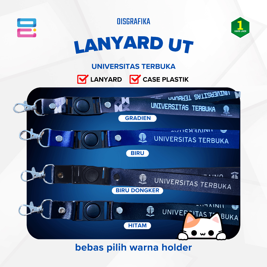 

Lanyard Universitas Terbuka Tali Kalung + Holder ID Card UT - Full Print 2 sisi