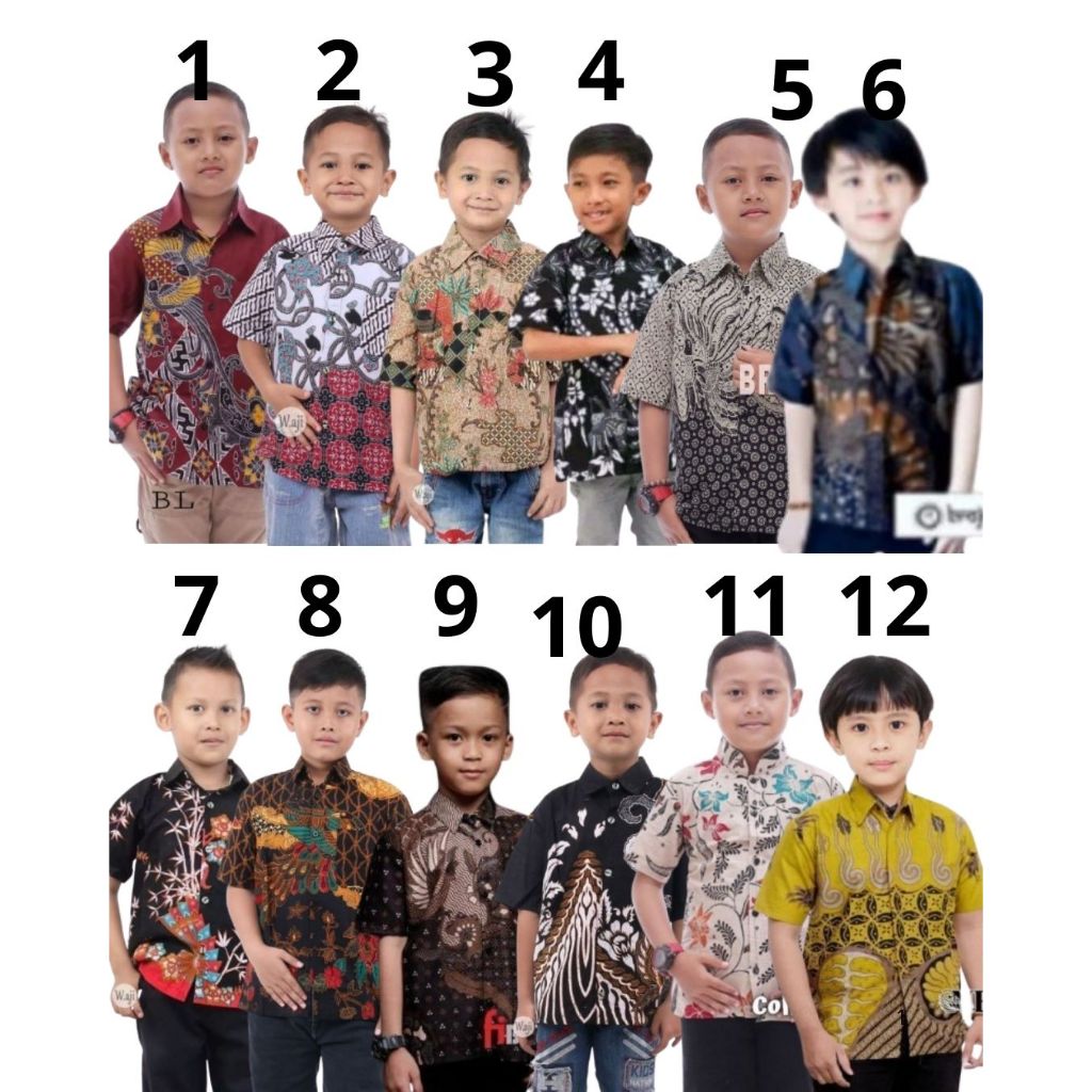 RUZZA Kemeja Batik Anak Laki Ukuran 2-15 Tahun Motif Kate Sage Mustard
