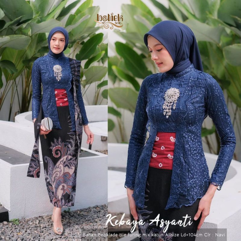 Kebaya Wanita Brokat Warna Navy Kebaya Lamaran Kebaya Wisuda Baju Kondangan