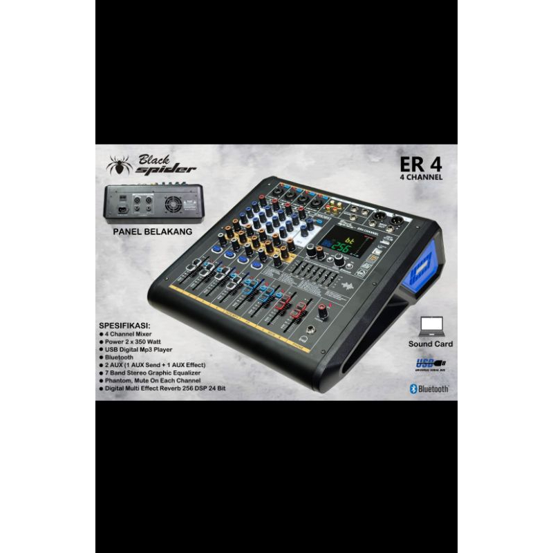 Power Mixer 4 Channel Black spider ER-4 Original