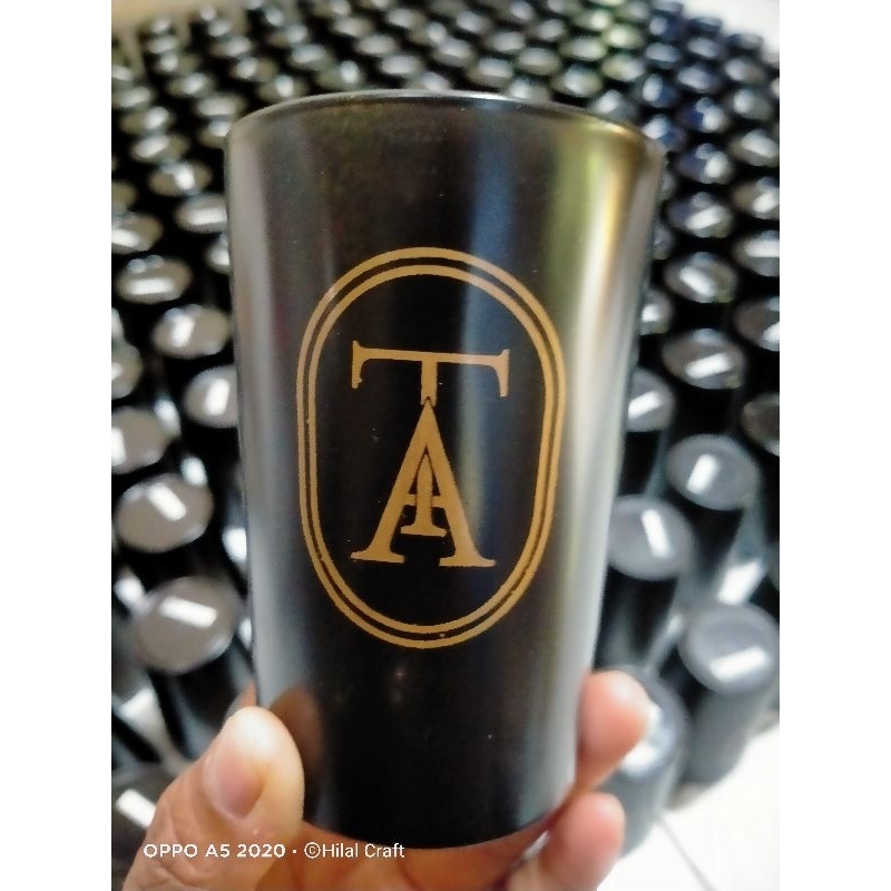 Souvenir pernikahan tasyakuran Gelas doff hitam
