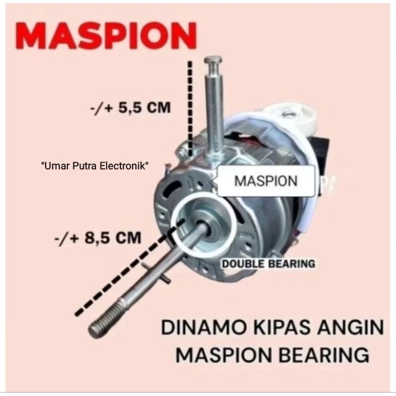 Mesin Dinamo Kipas Angin MASPION 12inc - 16inc DOBEL BEARING
