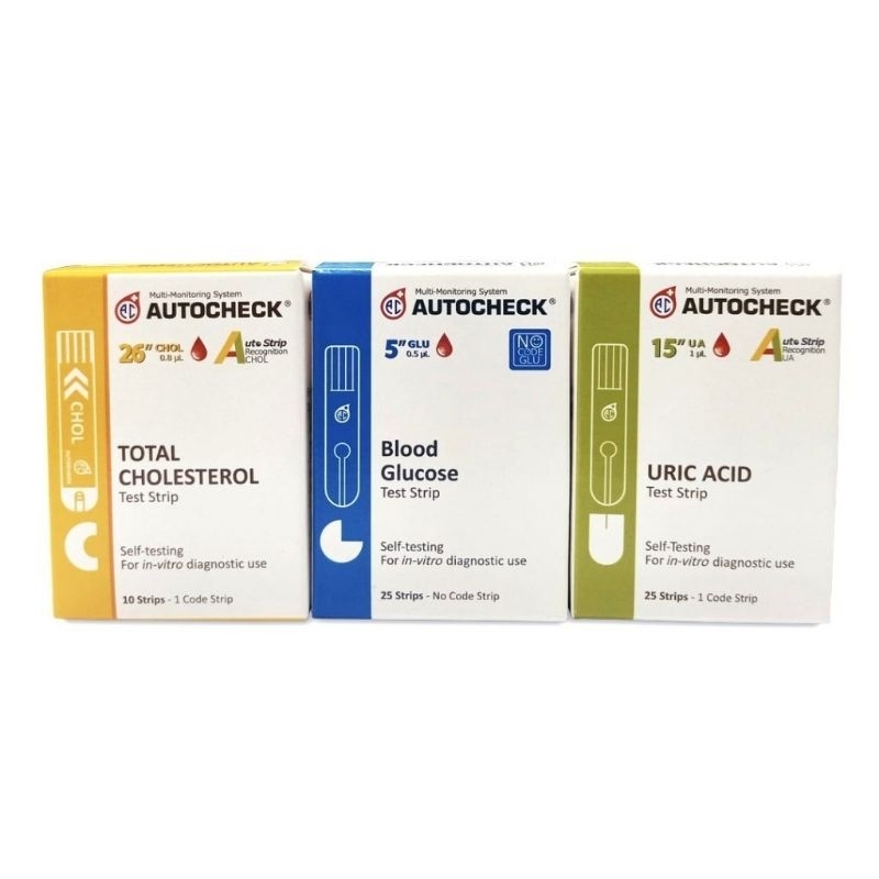 Refill strip AUTOCHECK 3 in1 strip isi ulang gula darah, kolestrol & asam urat AUTOCHECK